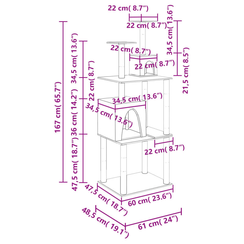 Memphis 167cm H Cat Tree, Cream