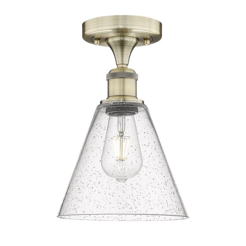 Plafonnier semi-encastré en verre Stabler, Laiton antique