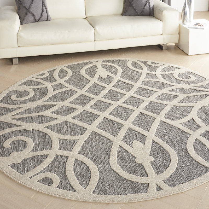 Tapis gris Therese, Rond 7 pi 10 po
