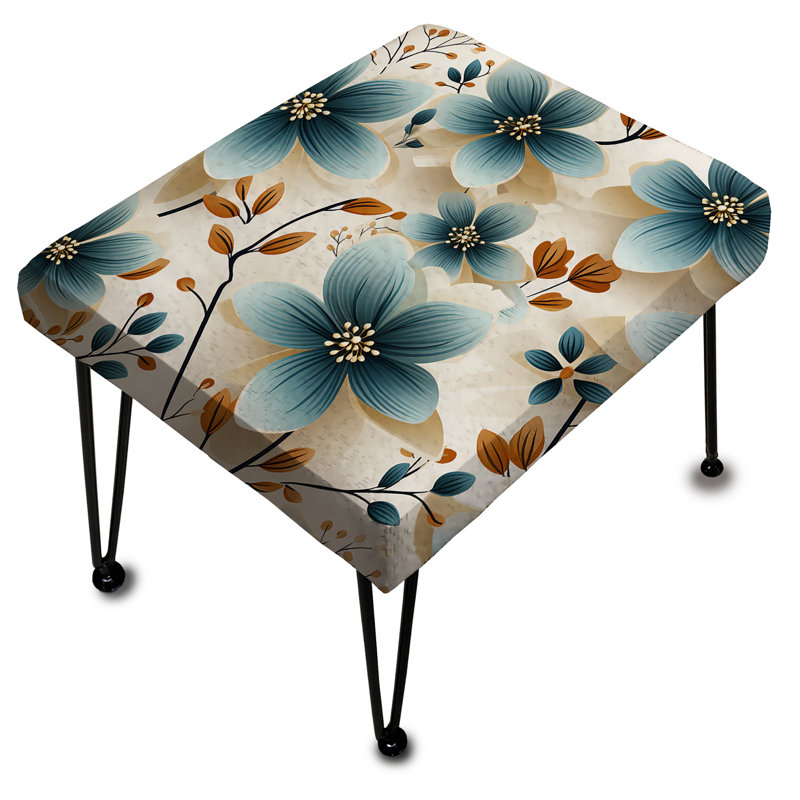 Repose-pieds rétro vintage bleu sarcelle Marvel Blooms - Floral