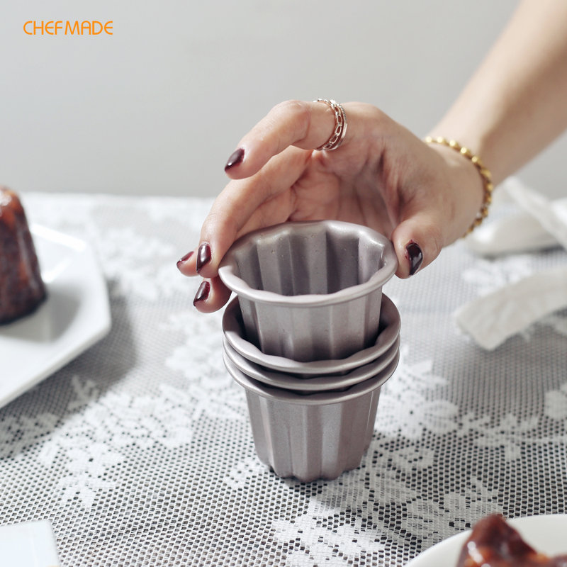 CHEFMADE 2.6" Canele Mold Cake Pan 4Pcs
