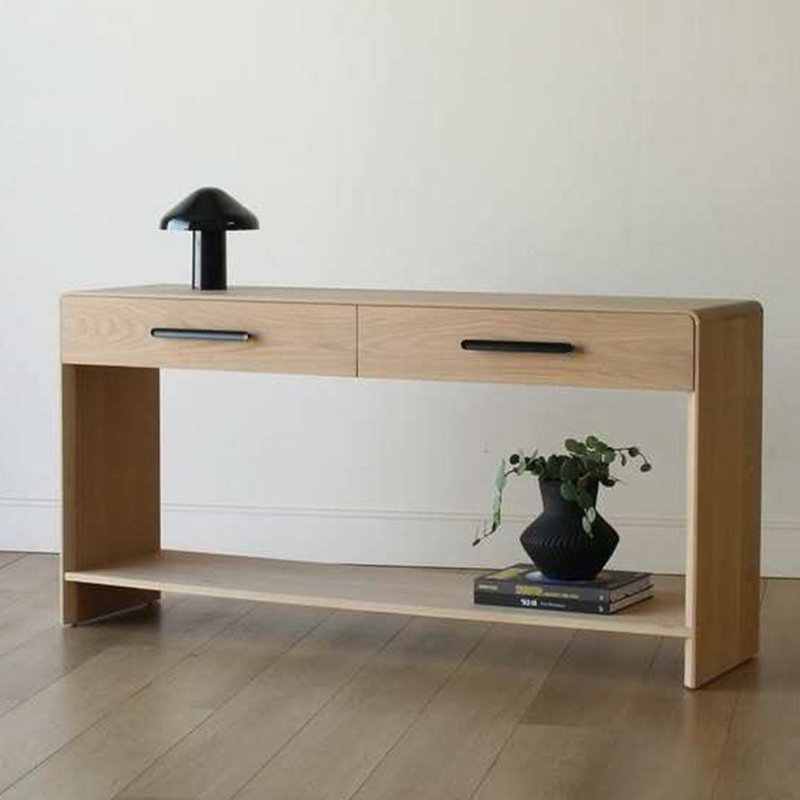 American country style retro console table, 35.4" H x 63" W x 13.8" D, Natural Wood