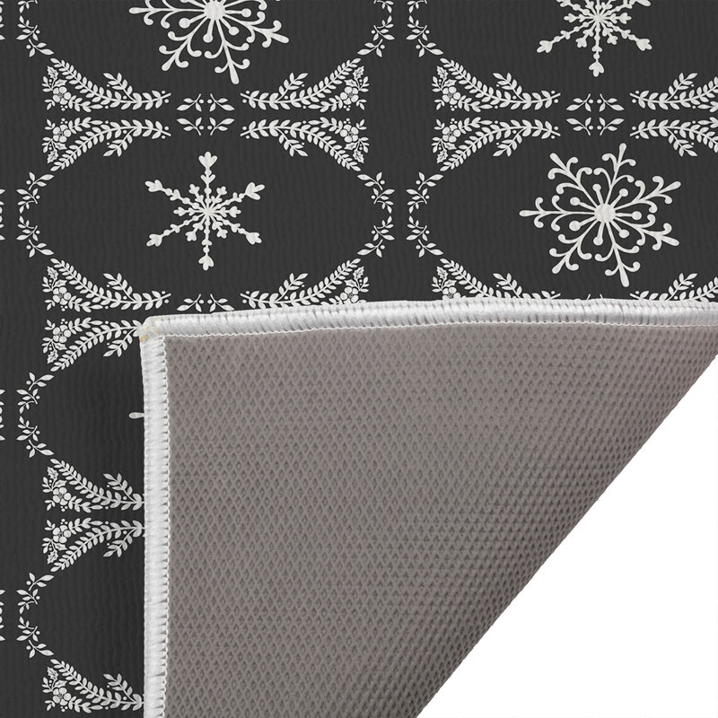 Tapis pour salle de bain Snowflake, Gris anthracite, Simple - L 34 po x l 21 po
