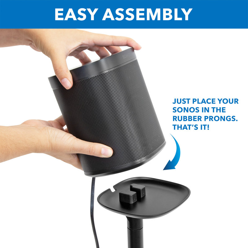 Matte Black Aluminum and Steel Speaker Floor Stand with Cable Management