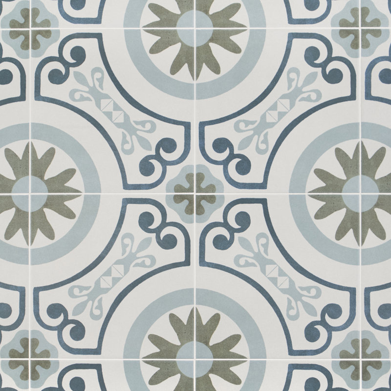 Plumeria Garden 9" x 9" Porcelain Field Tile (10.65 sq. ft./ Case)