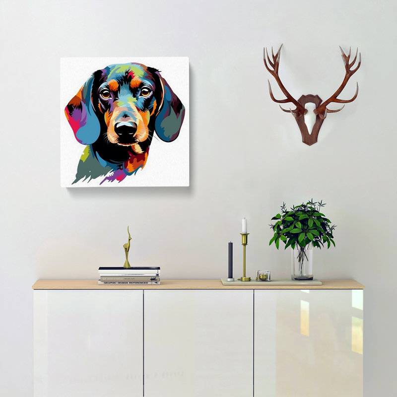 Dachsund Graphic Art - Wrapped Canvas