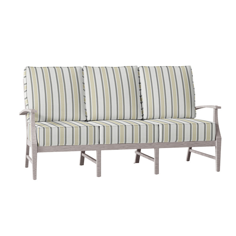Croquet 76" Wide Outdoor Patio Sofa with Cushions, Welt, Oyster , Canvas Sand
