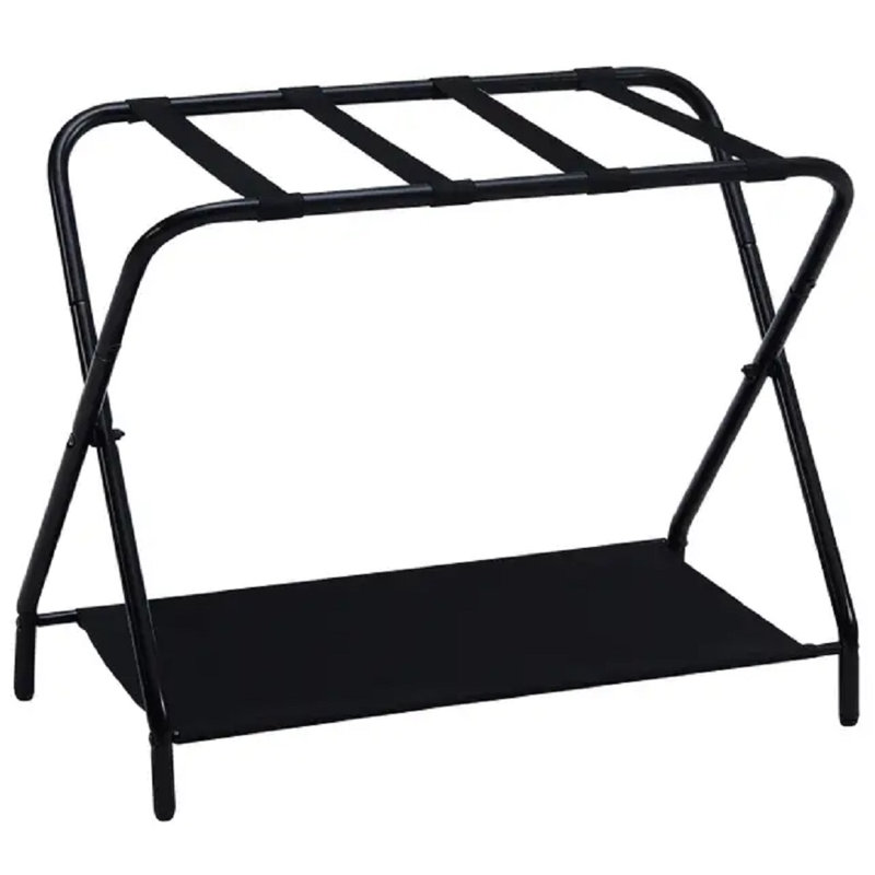 Porte-bagages pliable en métal avec tablette de rangement