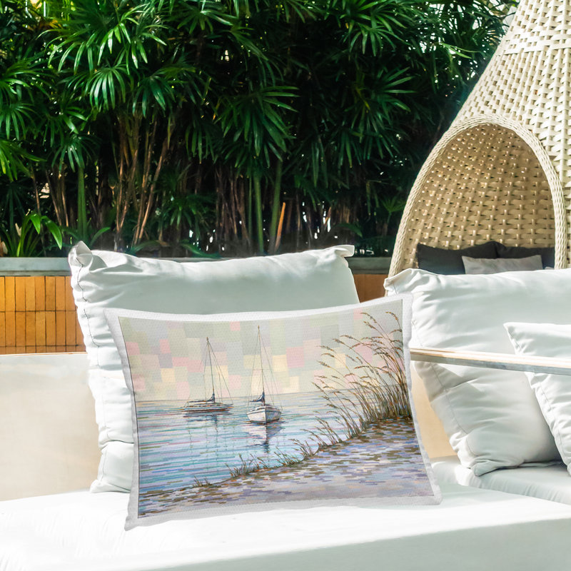 Coussin d'extérieur imprimé «Sailing the Cooper River», design par Linda Sperruche