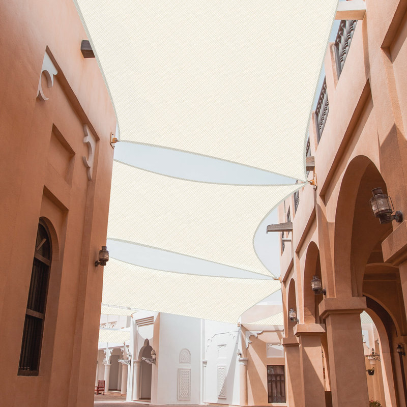Off-White HDPE Rectangle Sun Shade Sail for Patio and Yard