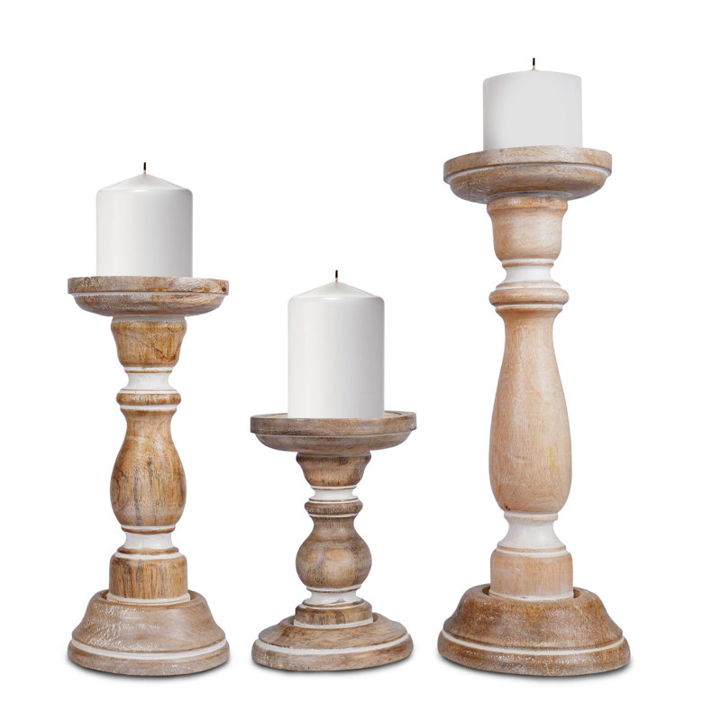  Ensemble de 3 bougeoirs en bois fabriqués à la main