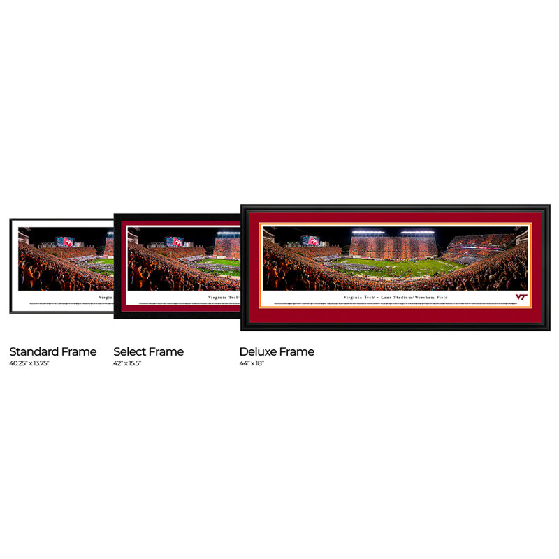 NCAA Virginia Tech Football Panoramic Print, Black Floater Framed, 18" H x 44" W x 0.88" D