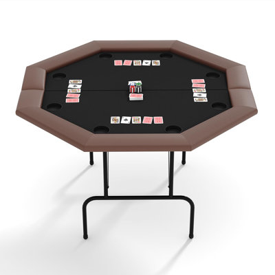 Table de poker octogonale pour 8 joueurs, pieds pliables et porte-gobelets, table de jeu de casino pour la soirée