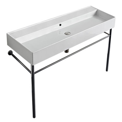 Lavabo de salle de bain rectangulaire en céramique avec trop-plein Teorema