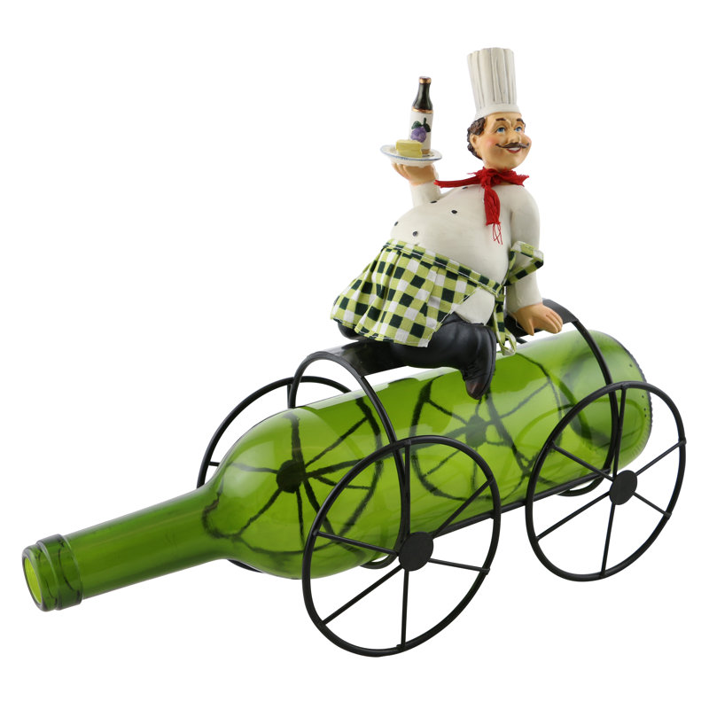 Alissa Smiling Chef Holding Cheese 1 Bottle Tabletop Wine Bottle Rack