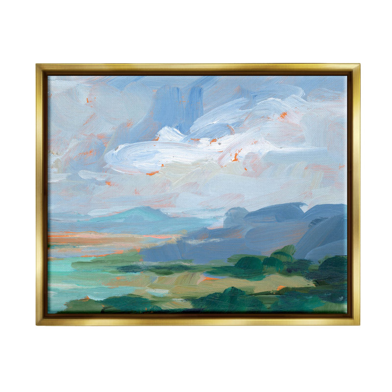 "Ocean Cliff", paysage abstrait encadré, art mural par Ethan Harper, H 17 po x l 21 po x P 1,7 po