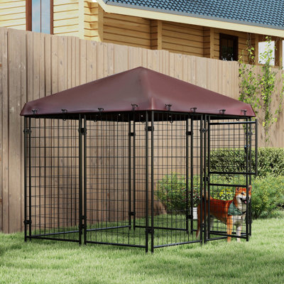 Niche pour chien d'extérieur avec couvercle imperméable, parc pour chiens de petite et moyenne taille avec porte en deux parties