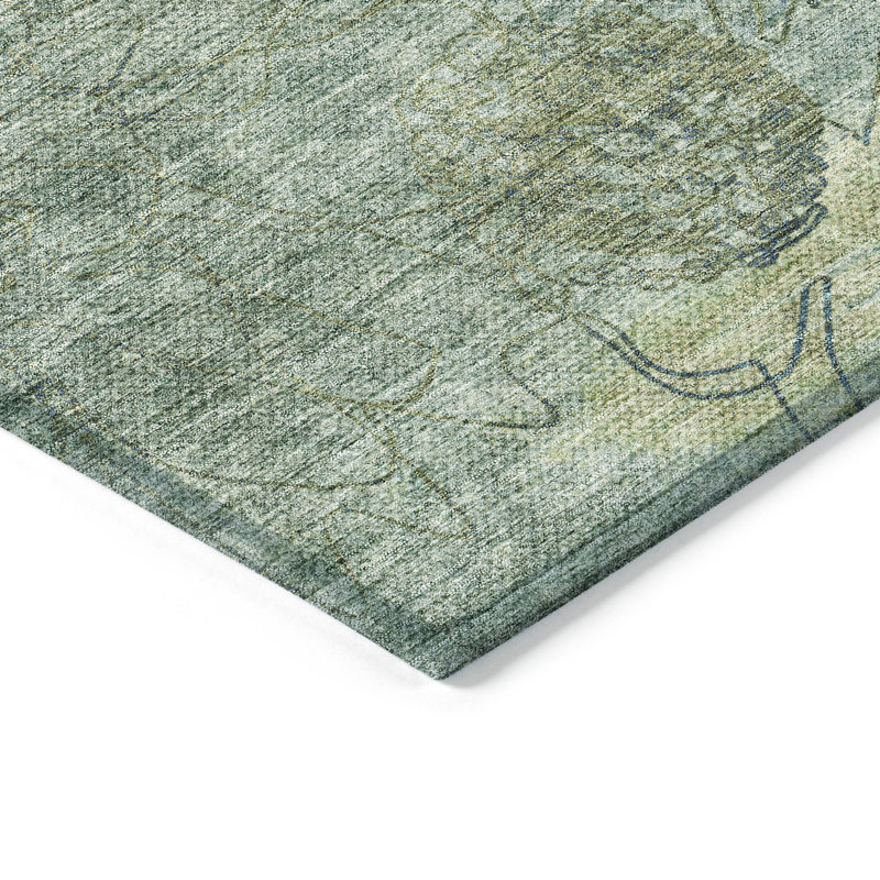 Machine Washable Indoor/Outdoor Leavittsburg ACN2235 Floral Rug, Runner 2'3" x 7'6"