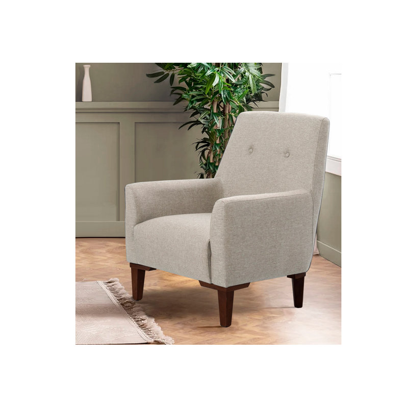 Fauteuil à oreilles, Mélange de polyester beige Nampreet, Brun