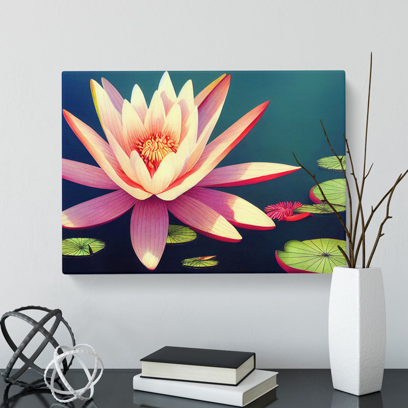 Spirited Water Lily Flower - Wrapped Canvas, 40cm H x 60cm W x 3cm D