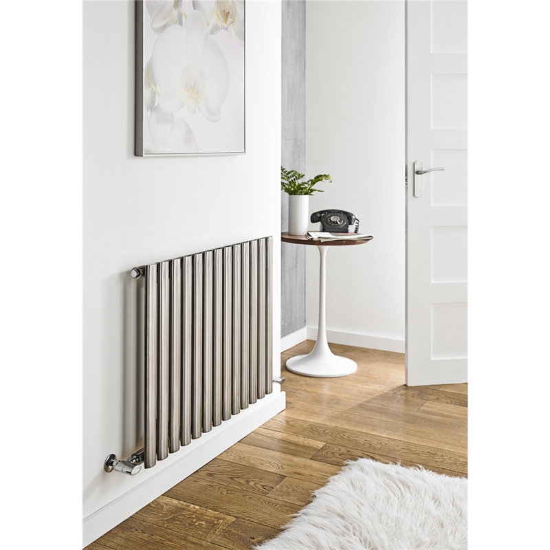 Krysta Vertical Oval Panel Radiators, Silver, 23.6cm H x 59.1cm W x 2.5cm D