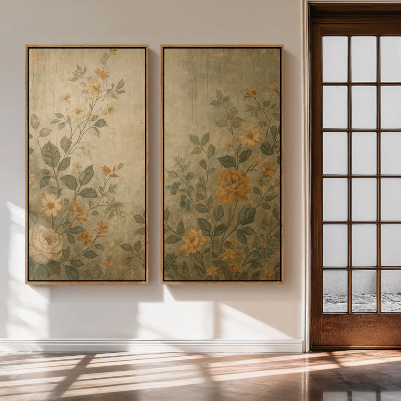 Ensemble de 2 reproductions d'art encadrées sur toile 60 "x 20" x 2 pièces, H 60 po x l 30 po, Naturel