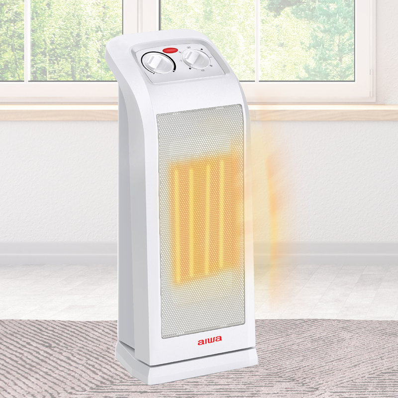 18in Tower Space Heater, Oscillating, Overheat Protection, Tip Over Auto Switch, White