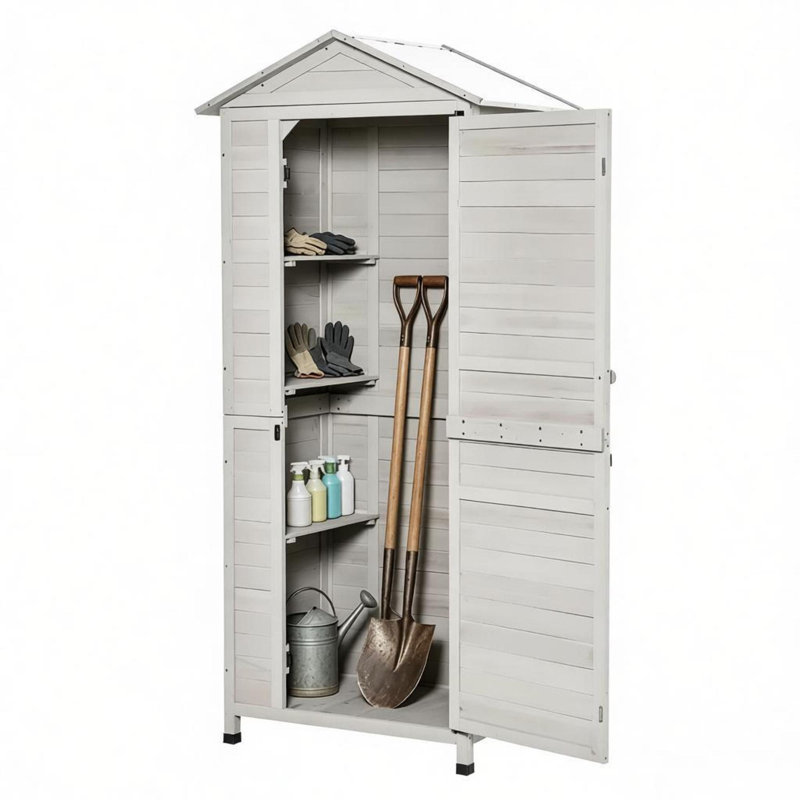 Spacieuse remise de rangement, armoire moderne en bois gris clair pour la maison de jardin
