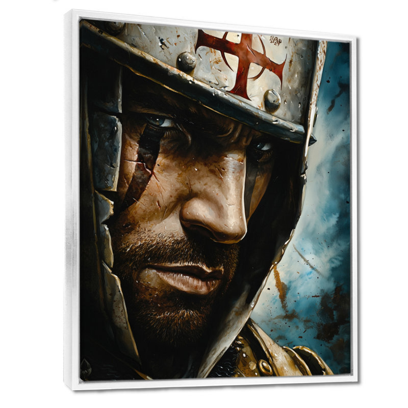 Les Saintes Croisades, les Militaires, H 44 po x l 34 po, Reproduction avec cadre flottant, Blanc