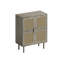 Armoire de rangement en filet de rotin gris avec 8 tablettes - Buffet moderne à 4 portes pour le vestibule et l'organisation du salon