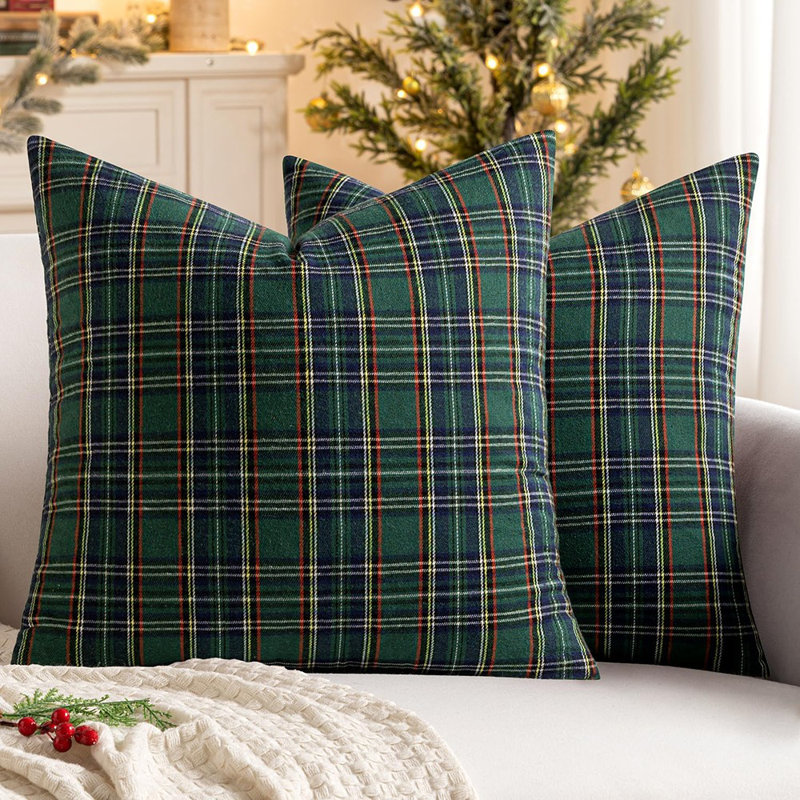 Ensemble de Noël de 2 housses de coussin écossais écossais en tartan écossais Farmhouse Classic