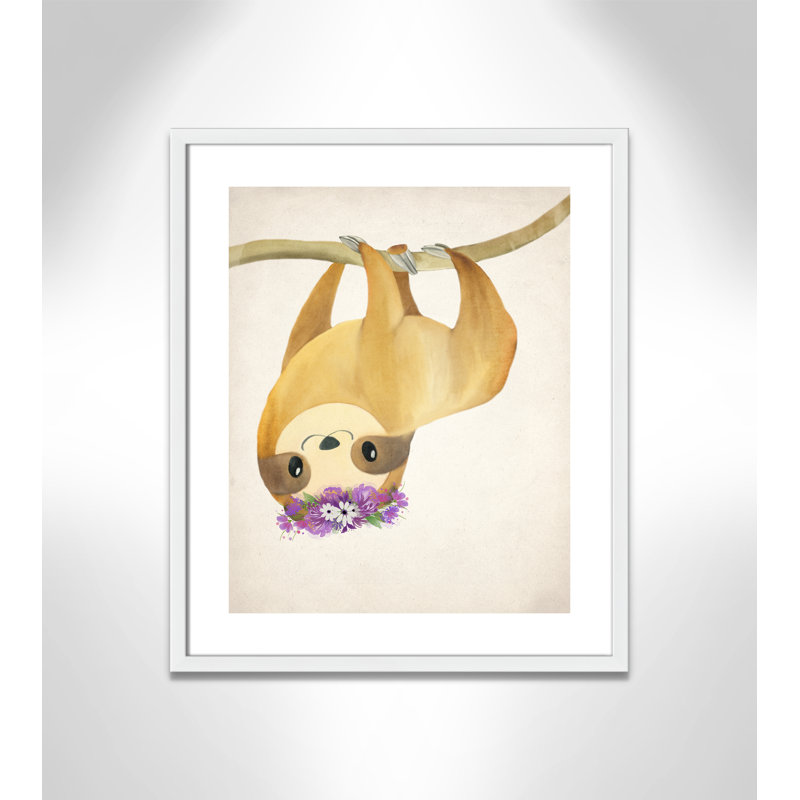 Sloth floral 2, H 25,5 po x l 21,5 po x P 1,19 po, Encadré de boîte blanc