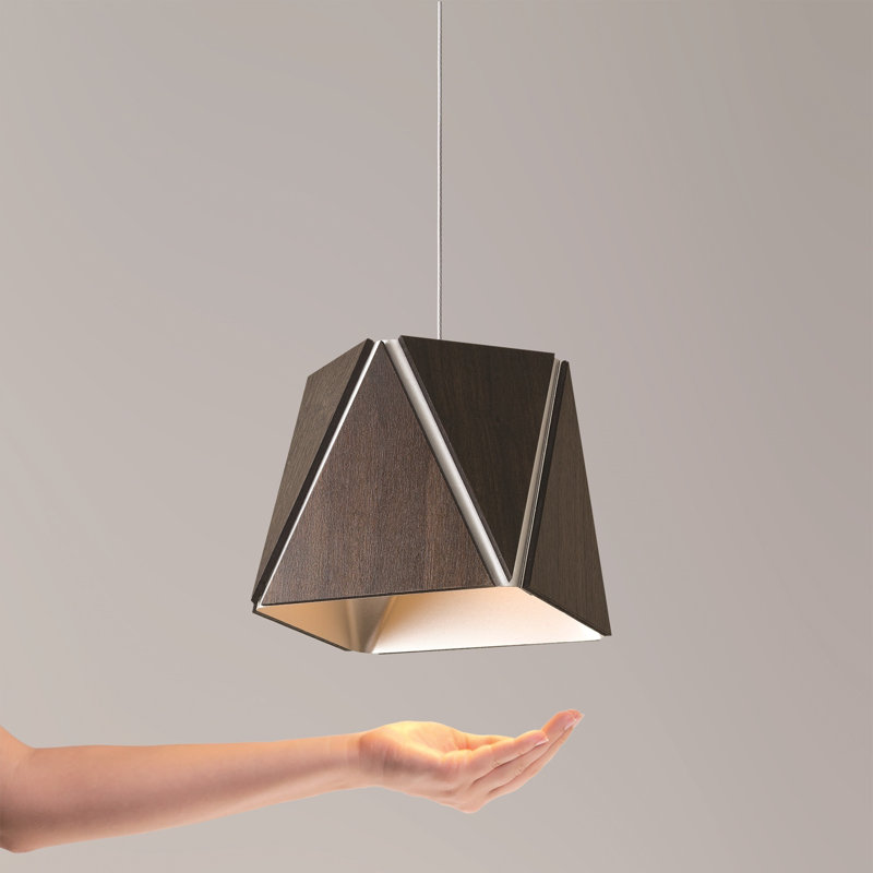 Calx 1 - Light Pendant, 12.75" H x 19" W x 19" D, Dark Stained Walnut/Brushed Aluminum, 2700K
