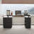 63'' W 3-Drawer Lift Computer Desk Office Desk (30'' H To 45'' H) With Fingerprint Lock And Holey Board