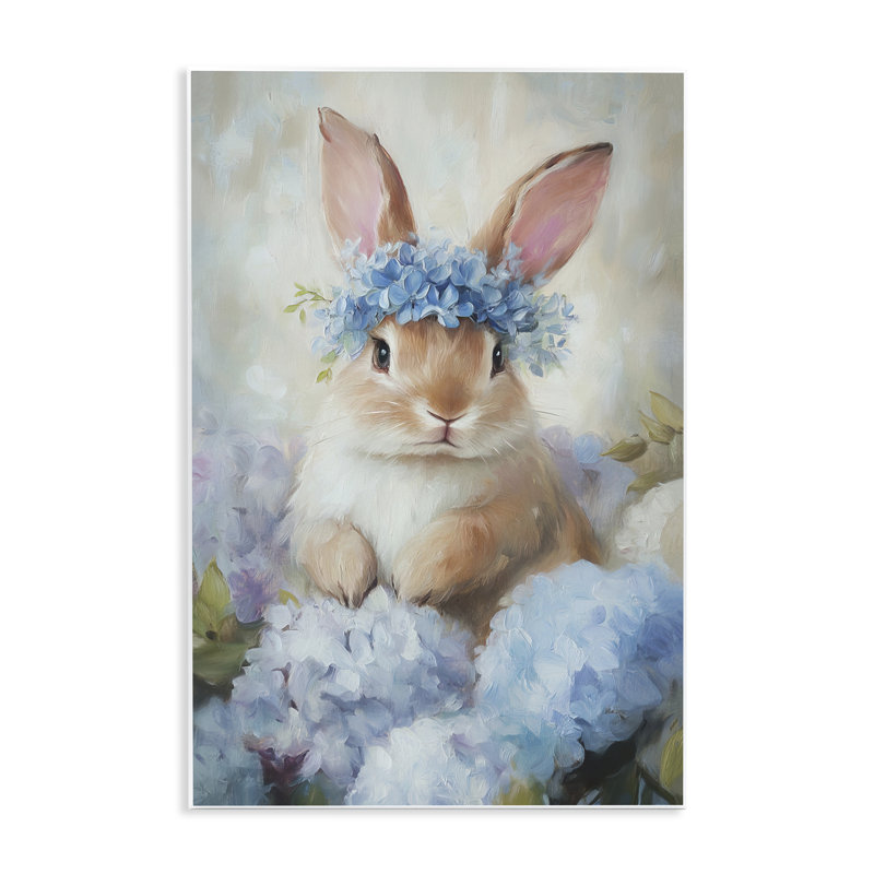 Plaque murale Bunny In The Blossoms, design par Tina LeCour, H 19 po x l 13 po
