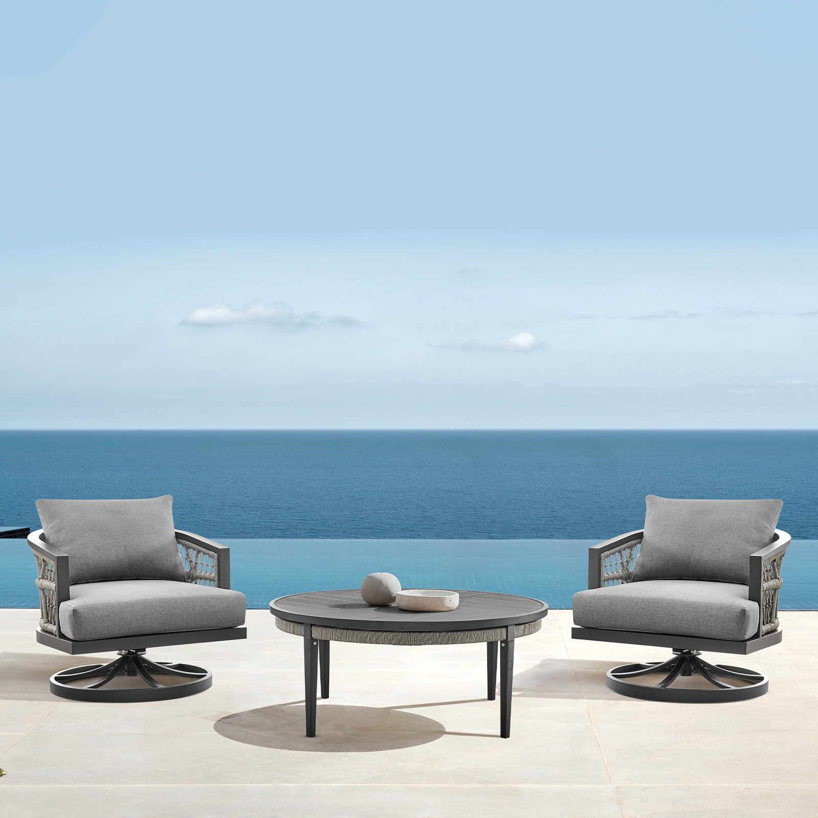 Evalyn Swivel Metal Outdoor Lounge Chair
