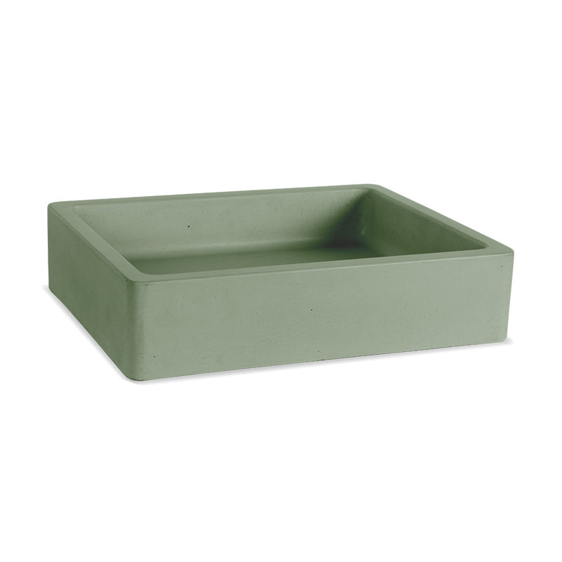 Newterra Handmade Rectangular Vessel Bathroom Sink, Moss