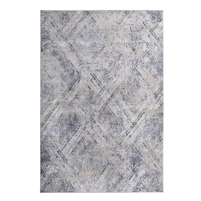 Blue/Grey Geometric Non-Shedding Area Rug - Stain Resistant For Living Room, Bedroom, Dining Room, And Home Office