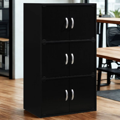 6-Doors, 3-Shelf Bookcase 40.8 in. Tall Enclosed Storage 3-Tier Bookshelf for Home or Office