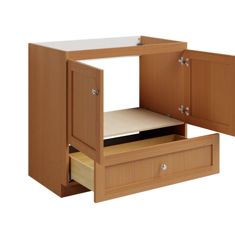 Armoire de salle de bain sans plateau en aulne naturel l 36 po x P 21 po x H 34,5 po Shaker, Aulne naturel
