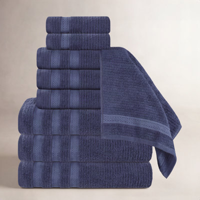 9-Piece Geometric Zero-Twist Cotton Towel Set
