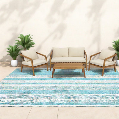 Modern Patio Sofas Set, Acacia Wood Rustic Seating For Home Entertaining