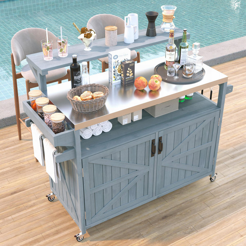 Îlot de cuisine extérieur 53,3 po, Bleu gris