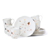 Butterfly Meadow Lenox 12 Piece Porcelain China Set Service for 6