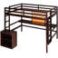 Lit mezzanine avec bureau et espace d'écriture, structure en bois stable pour une chambre à coucher confortable-121020385-121020387