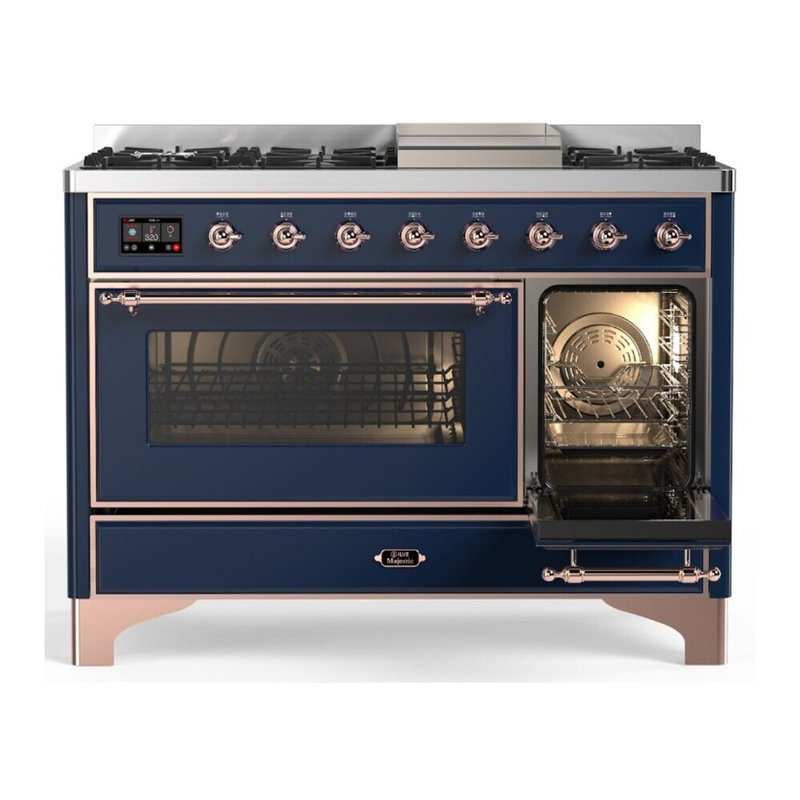 Majestic III Series 48 Inch Dual Fuel Range with 5 Sealed Burners, Griddle, Frenchtop in Matte Graphite (Liquid Propane, Burnished Trim)