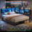 Daybed With 2 Underneath Storage Drawers And Charging Station, L-shape Corner Bed Frame With Storage Bookcase And Led Lights For Living Room, Bedroom & Guest Room-155009251-151470851