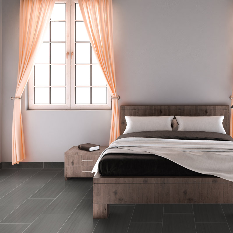 Carreau de faïence en porcelaine mat 3 po x 24 po Betonica, Ardoise
