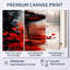 «Red Black Tranquil Autumn Lake Reflections I - River», reproduction d'art encadrée sur toile-2130559063-2130559066