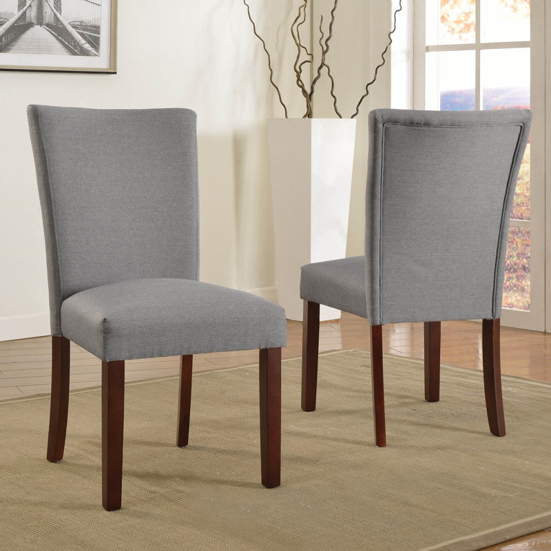 Myrtille 20'' H Linen Upholstered Side Chair, Light Grey, Espresso